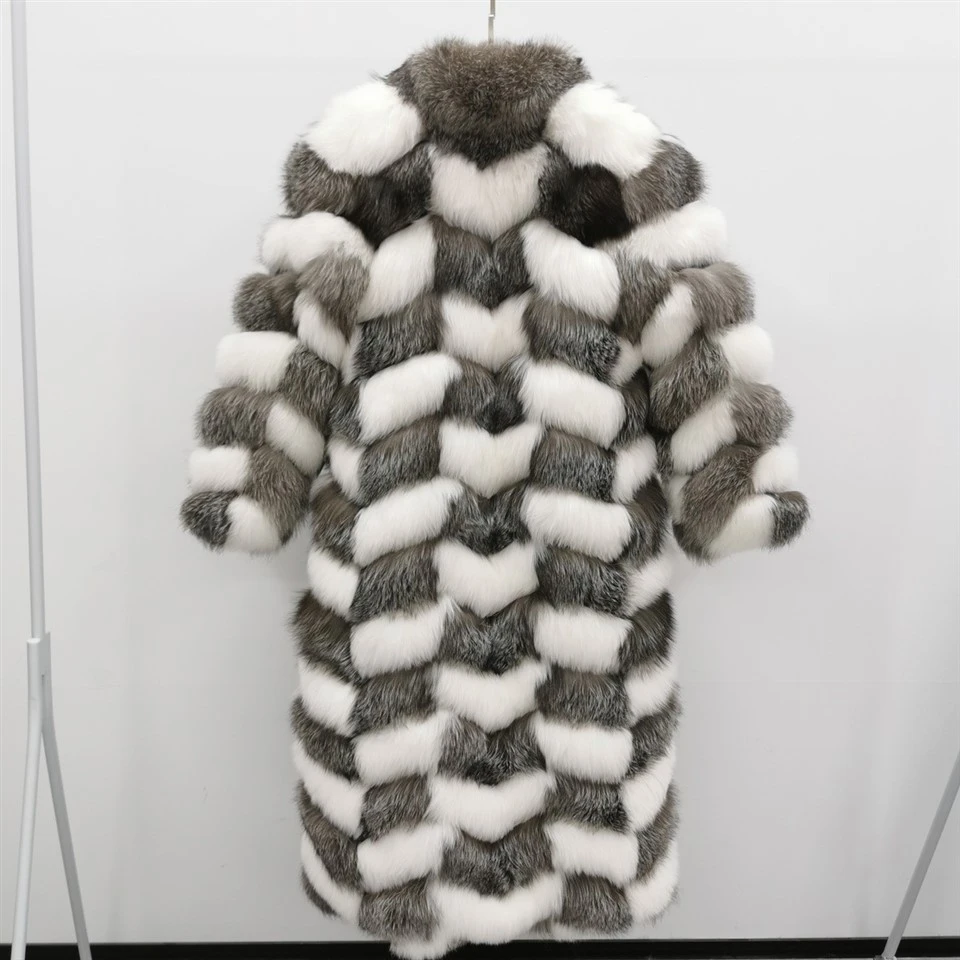 Long White Fox fur Coat factory